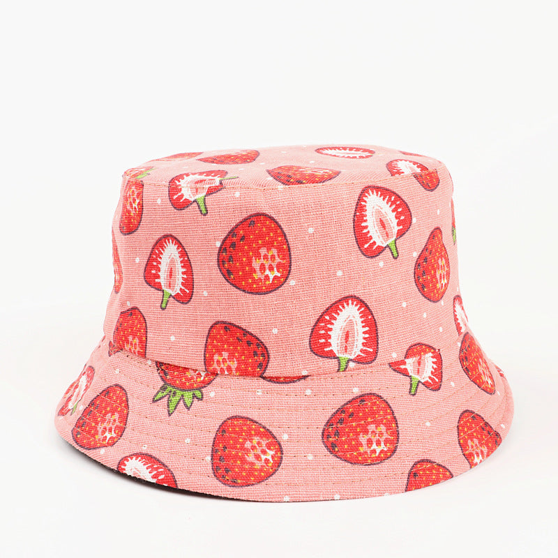 Bucket Hat Fishing Cap Cotton Print Fisherman Hat Female Outdoor Casual Printed Fruit Pattern