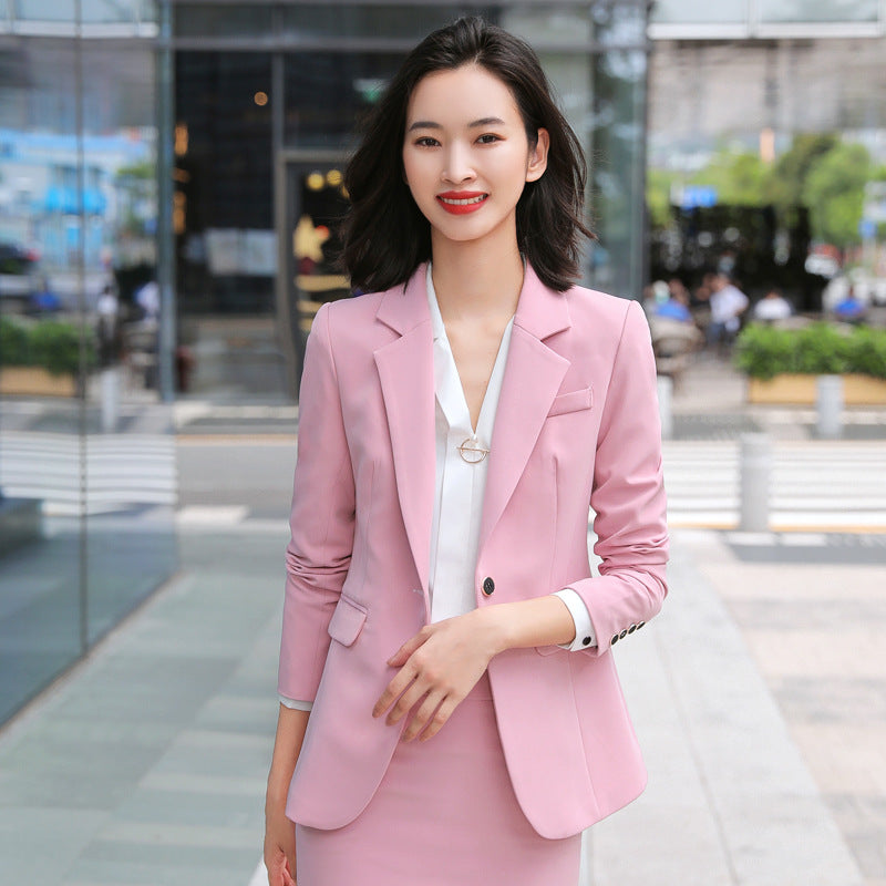 Interview Suit Women Pink Suit Female Fall Slim Fit Interview Formal Wear