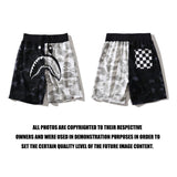 Bathing Ape Shorts Shark Shorts Men's and Women's Black and White Color Matching Pants Cropped Pants