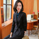 Interview Suit Women Autumn and Winter Women's Long Sleeve Trouser Suit Interview Work Clothing