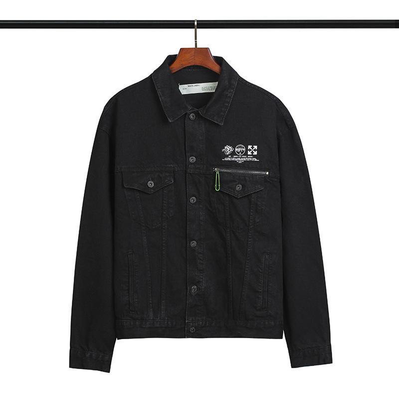 Off White Arrow Denim Jacket Jean Coat Letters Washed Distressed Men'S And Women'S Motorcycle Denim Jacket Owt