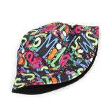 Bucket Hat Fishing Cap Cotton Print Fisherman Hat Smile Colorful Graffiti Hip Hop Duplex Printing Sun Hat