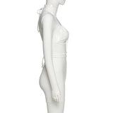 Women 'S Spring Clothing Sexy Cutout High Waist Lace-Up Hip Raise Skinny Sports Jumpsuit