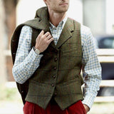 Mens Dress Vests Men's Suit Collar Multi-Pocket Solid Color Vest Man