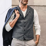 Men Dress Vests Spring and Autumn Lapel Fashion Single-Breasted Trendy Vest Man