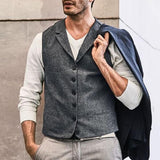 Men Dress Vests Spring and Autumn Lapel Fashion Single-Breasted Trendy Vest Man