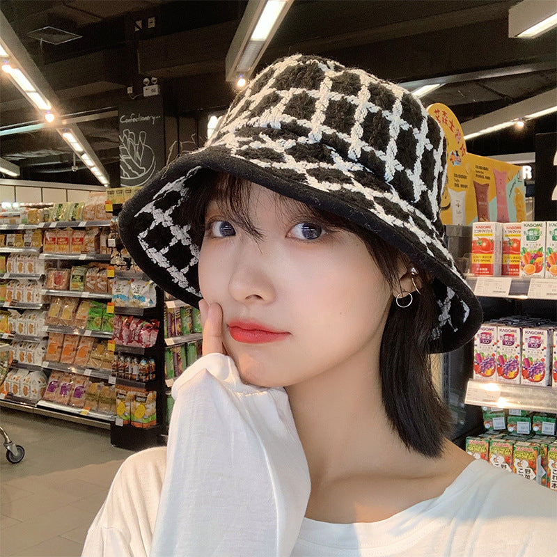 Vintage Check Bucket Hat Black Plaid Stripe Bucket Hat