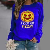 Halloween Costumes Pattern Printing Long Sleeve Crew Neck Sweater Female