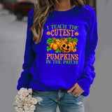 Halloween Costumes Pattern Printing Long Sleeve Crew Neck Sweater Female