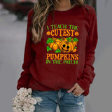 Halloween Costumes Pattern Printing Long Sleeve Crew Neck Sweater Female