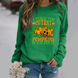 Halloween Costumes Pattern Printing Long Sleeve Crew Neck Sweater Female