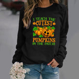 Halloween Costumes Pattern Printing Long Sleeve Crew Neck Sweater Female
