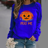 Halloween Costumes Pattern Printing Long Sleeve Crew Neck Sweater Female
