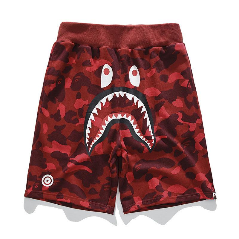 Bathing Ape Shorts Trendy Brand Camouflage Teeth Printed Men's Cotton Shorts