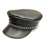 Captains Hat Black Flat Short-Brimmed Hat Men and Women Retro