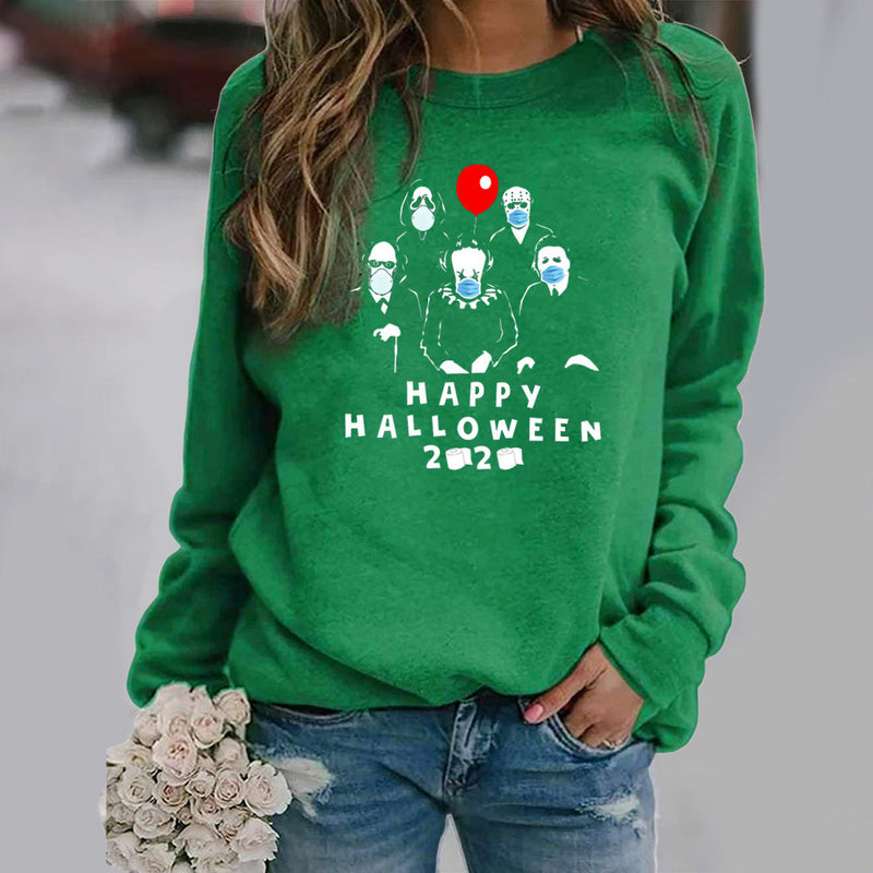 Halloween Costumes Halloween Pattern Printing Long Sleeve Crew Neck Sweater Female