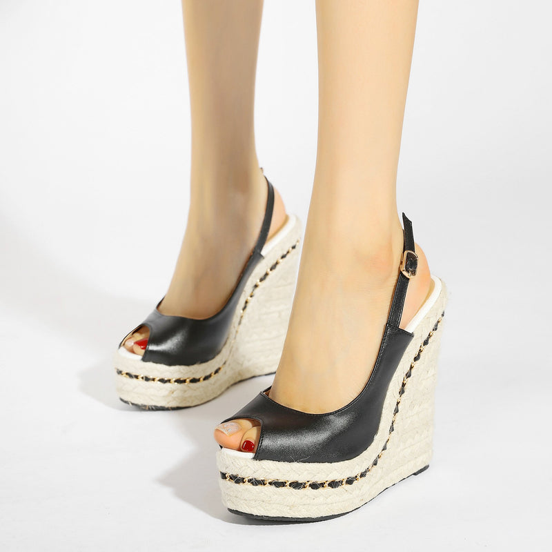 Platform Heels for Women Bohemian Beach Shoes with Buckle