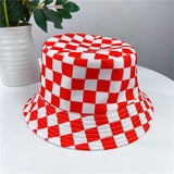 Vintage Check Bucket Hat Black and White Plaid Chessboard Checkered