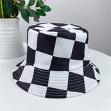 Vintage Check Bucket Hat Black and White Plaid Chessboard Checkered