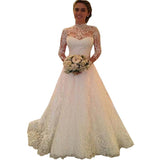 See through Wedding Dress Lace Long Sleeve See-through Wedding Dress Formal Dress