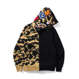 Bathing Ape Hoodie Autumn and Winter Men's and Women's Shark Head Print Camouflage Hoodie Sweater