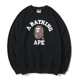 Bathing Ape Sweatshirts Autumn and Winter Men's Printed Cotton Terry round Neck Sweater T-shirt