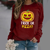 Halloween Costumes Pattern Printing Long Sleeve Crew Neck Sweater Female