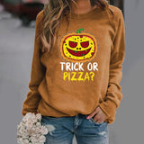 Halloween Costumes Pattern Printing Long Sleeve Crew Neck Sweater Female