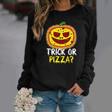 Halloween Costumes Pattern Printing Long Sleeve Crew Neck Sweater Female
