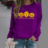 Halloween Costumes Pattern Printing Long Sleeve Crew Neck Sweater Female