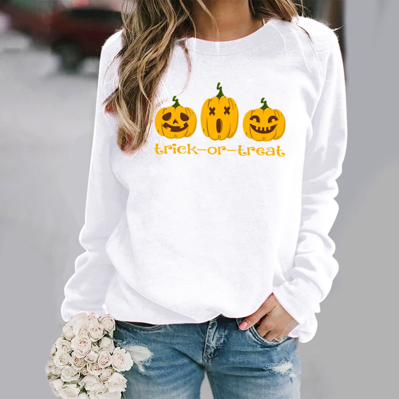 Halloween Costumes Pattern Printing Long Sleeve Crew Neck Sweater Female