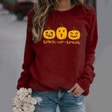 Halloween Costumes Pattern Printing Long Sleeve Crew Neck Sweater Female