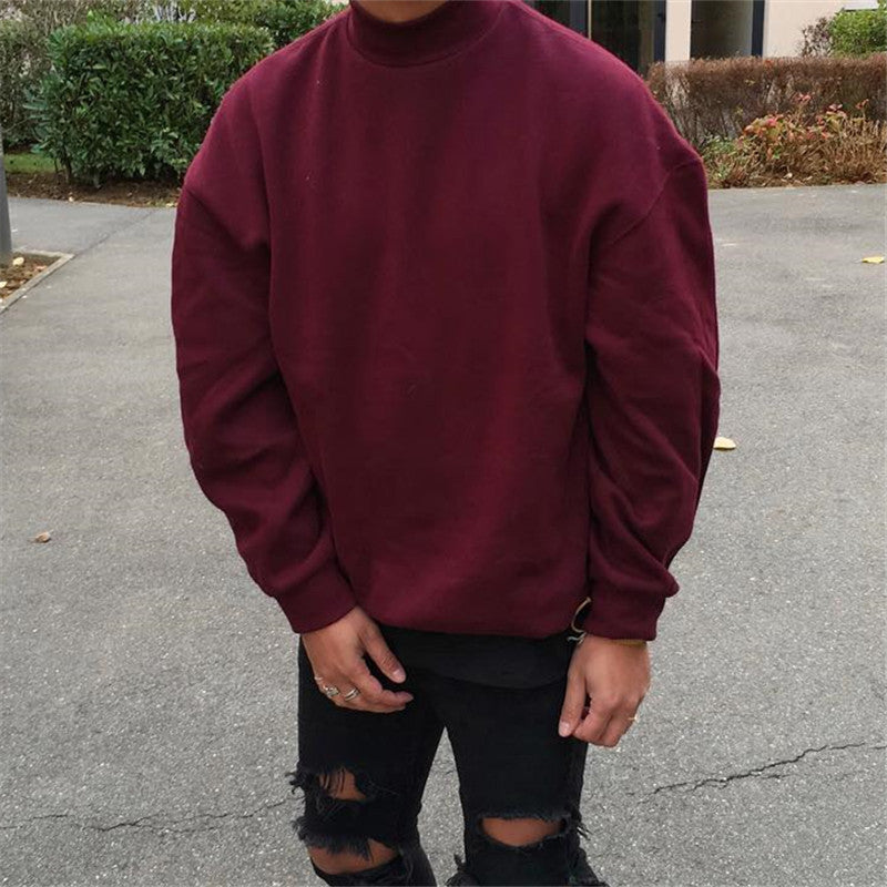 Men Sweats Man Fall Outfits Autumn Pullover Solid Color Loose Men's Sweater