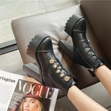 Platform Heels for Women Martin Women's Boots Autumn Chunky Heel Waterproof Short Boots Nightclub