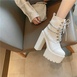 Platform Heels for Women Dr. Martens Boots Nightclub Roman Women's Boots Thick Bottom Chunky Heel Ankle Boots