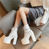 Platform Heels for Women Dr. Martens Boots Nightclub Roman Women's Boots Thick Bottom Chunky Heel Ankle Boots