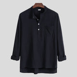 Camp Collar Shirt Stand Collar Long Sleeve Shirt