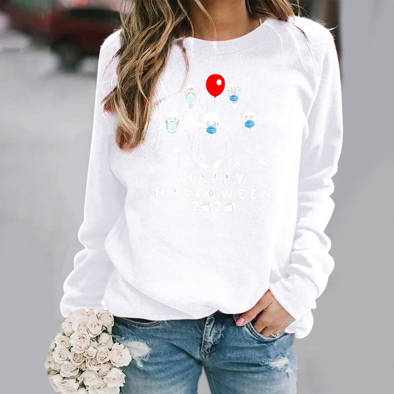 Halloween Costumes Halloween Pattern Printing Long Sleeve Crew Neck Sweater Female