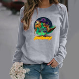 Halloween Costumes Pattern Printing Long Sleeve Crew Neck Sweater Female