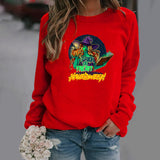 Halloween Costumes Pattern Printing Long Sleeve Crew Neck Sweater Female