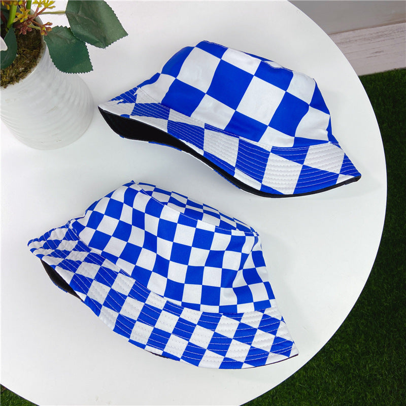 Vintage Check Bucket Hat Black and White Plaid Chessboard Checkered