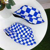 Vintage Check Bucket Hat Black and White Plaid Chessboard Checkered