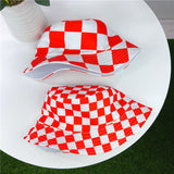 Vintage Check Bucket Hat Black and White Plaid Chessboard Checkered