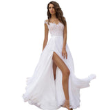 See through Wedding Dress Chiffon Dress Prom Evening Dress Split Swing Dress