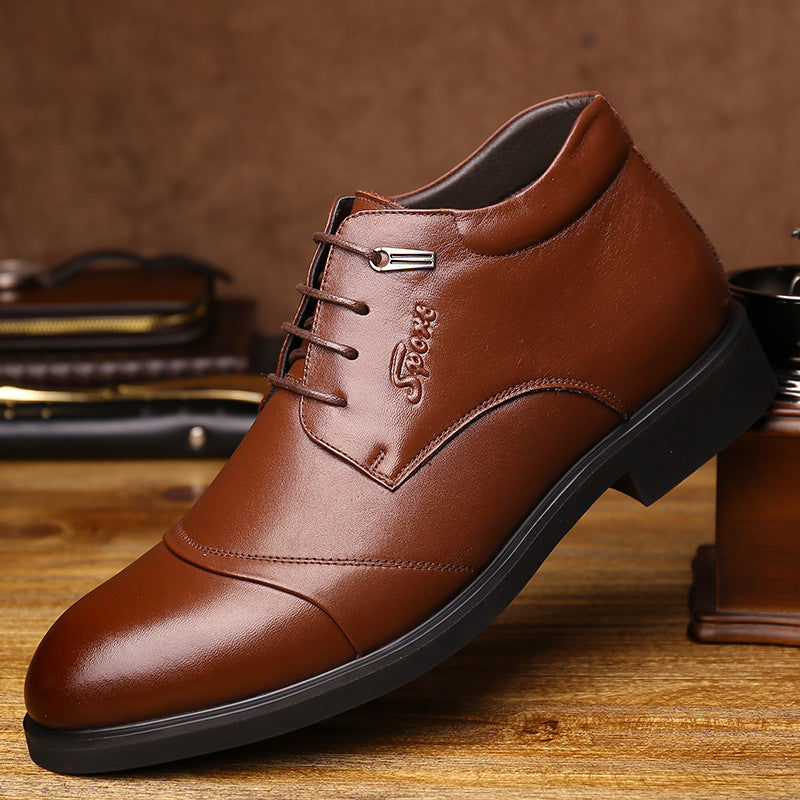 Men's Dress Shoes Classic Leather Oxfords Casual Cushioned Loafer plus Velvet