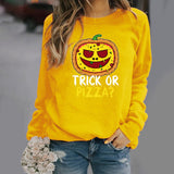 Halloween Costumes Pattern Printing Long Sleeve Crew Neck Sweater Female