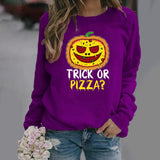 Halloween Costumes Pattern Printing Long Sleeve Crew Neck Sweater Female