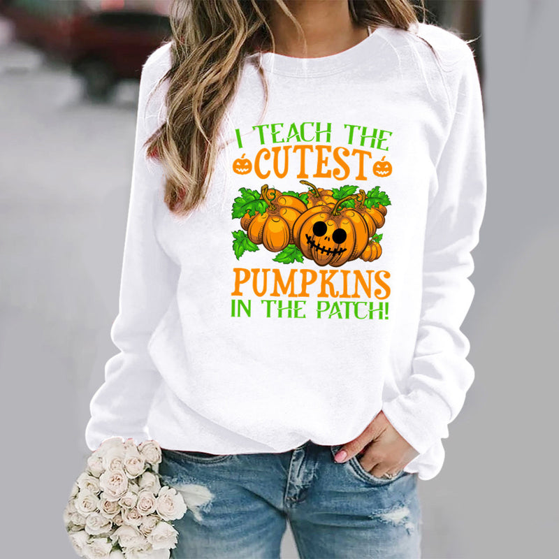 Halloween Costumes Pattern Printing Long Sleeve Crew Neck Sweater Female