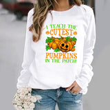 Halloween Costumes Pattern Printing Long Sleeve Crew Neck Sweater Female