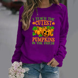 Halloween Costumes Pattern Printing Long Sleeve Crew Neck Sweater Female